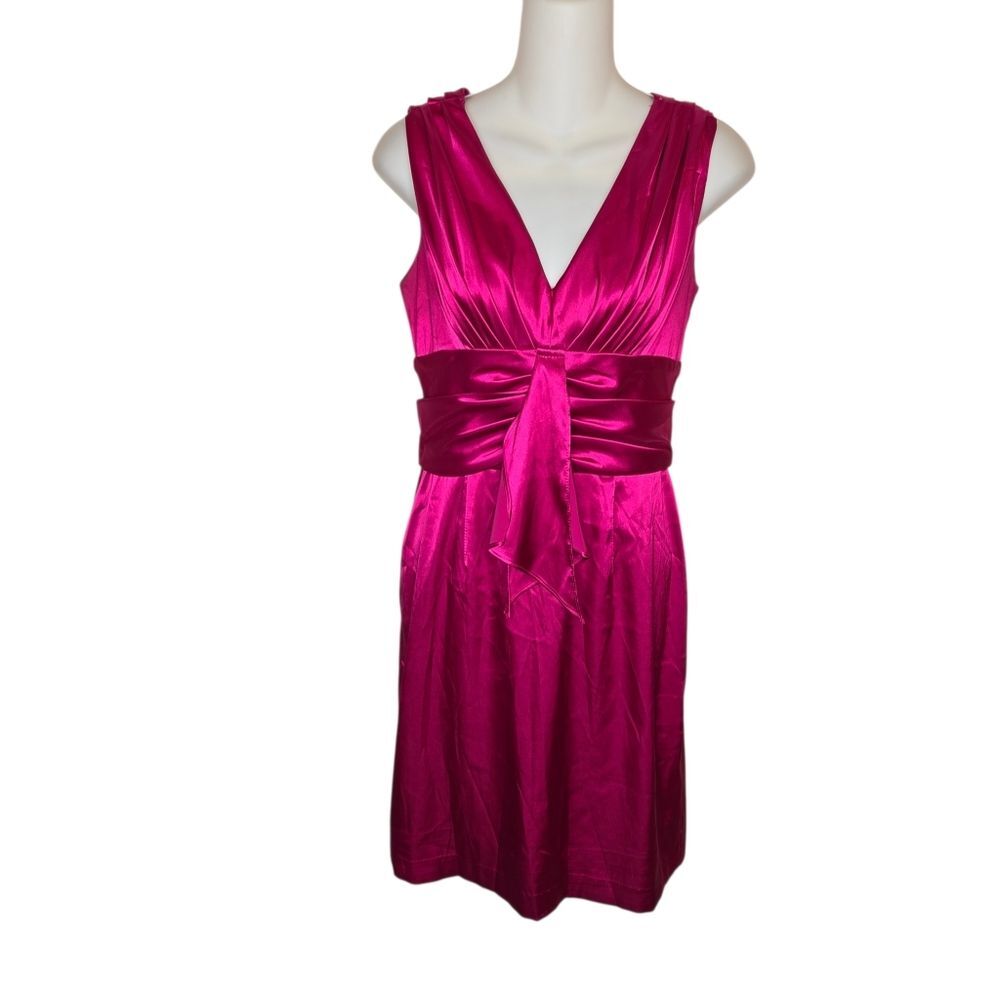 Eliza J Vintage Fuchsia Satin Sleeveless Cocktail Dress Size 4